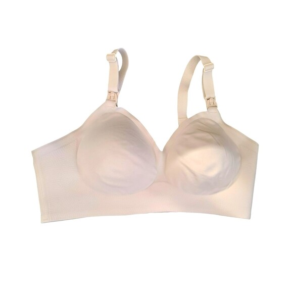 Momcozy Other - Momcozy Nursing Bra Size Small Tan/Cream Unlined Wireless Adjustable Clasp Back